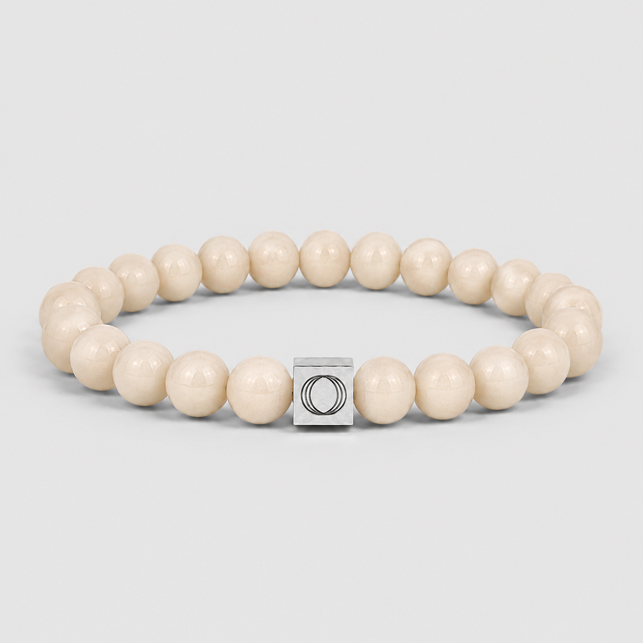 Beige Beaded Bracelet for Men - Albij (8mm) | NineTwoFive