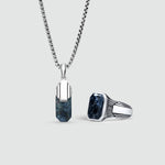 Pietersiet ring, hanger en zilveren ketting voor mannen in een elegant vaderdagcadeau