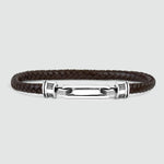 Rasiq - Gevlochten Donkerbruin Leren Armband met Sterling Zilver 5,5 mm