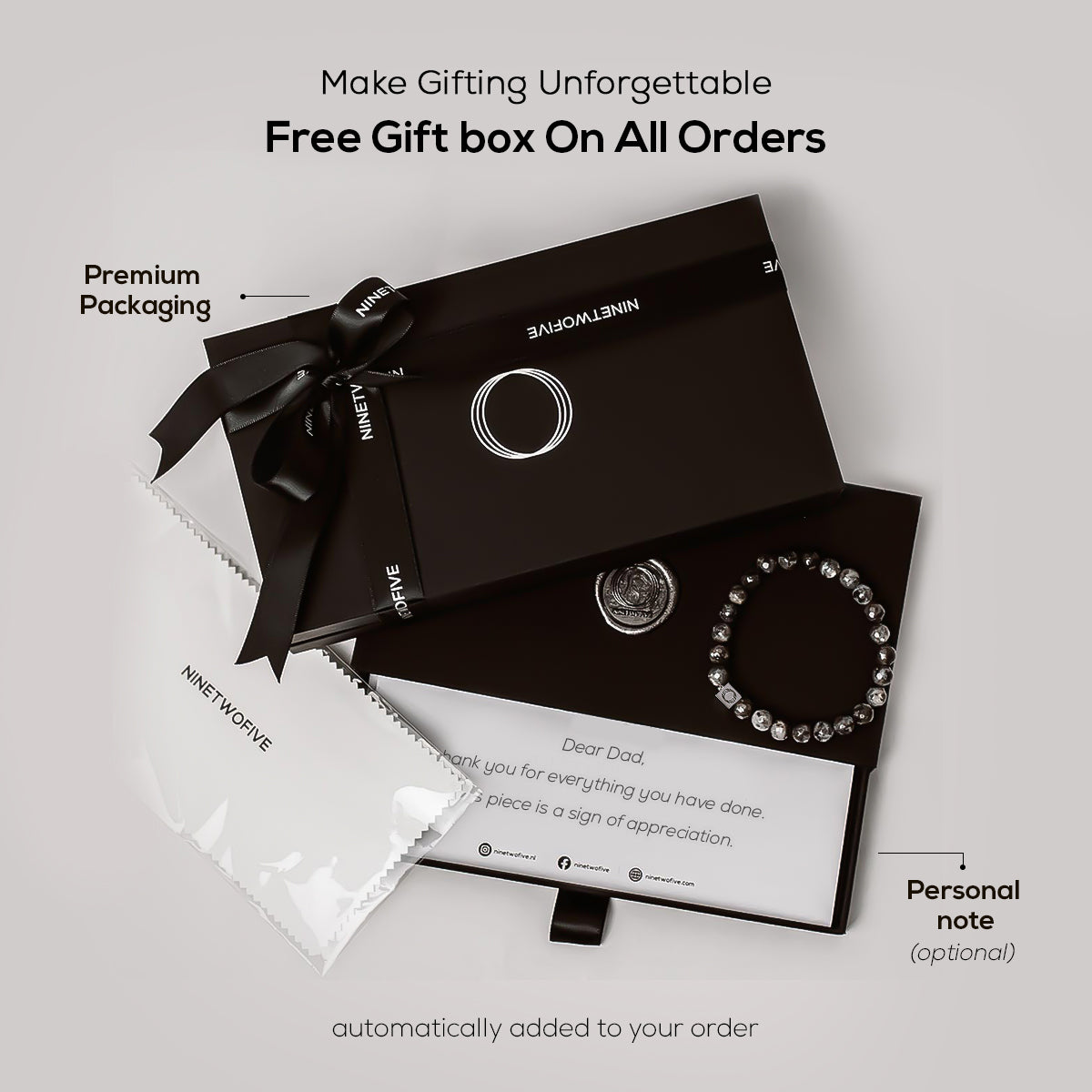 Cadeau gratuit boîte sur toutes les commandes pour les hommes.