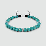 Nuri - Verstelbare Turquoise Kralen Armband in Zilver 6mm
