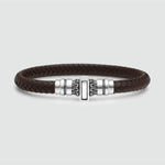 Mirnes - Authentiek Donkerbruin Leren Armband met Sterling Zilver 7mm