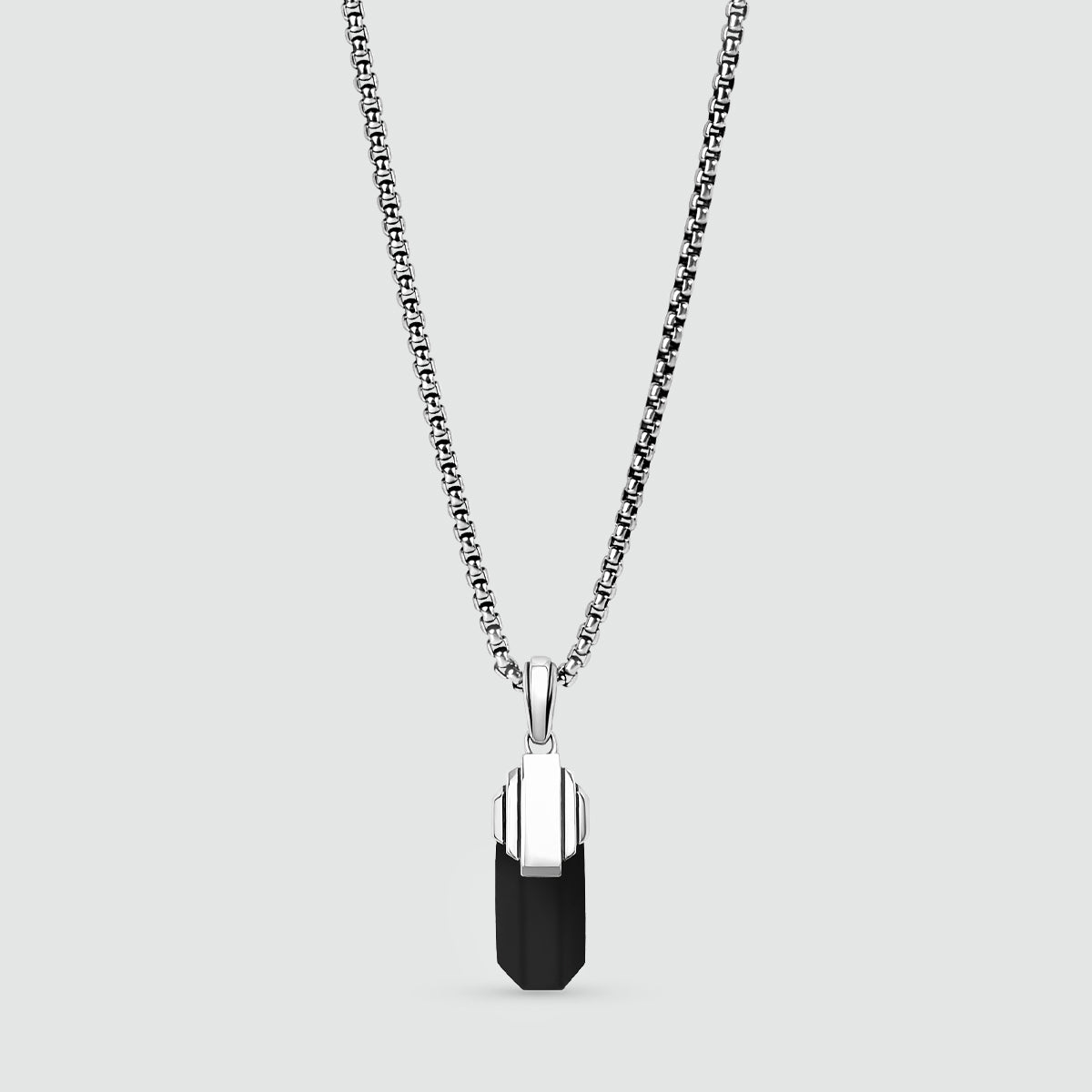 Tahsin - Art Deco zilveren zwarte onyx hanger