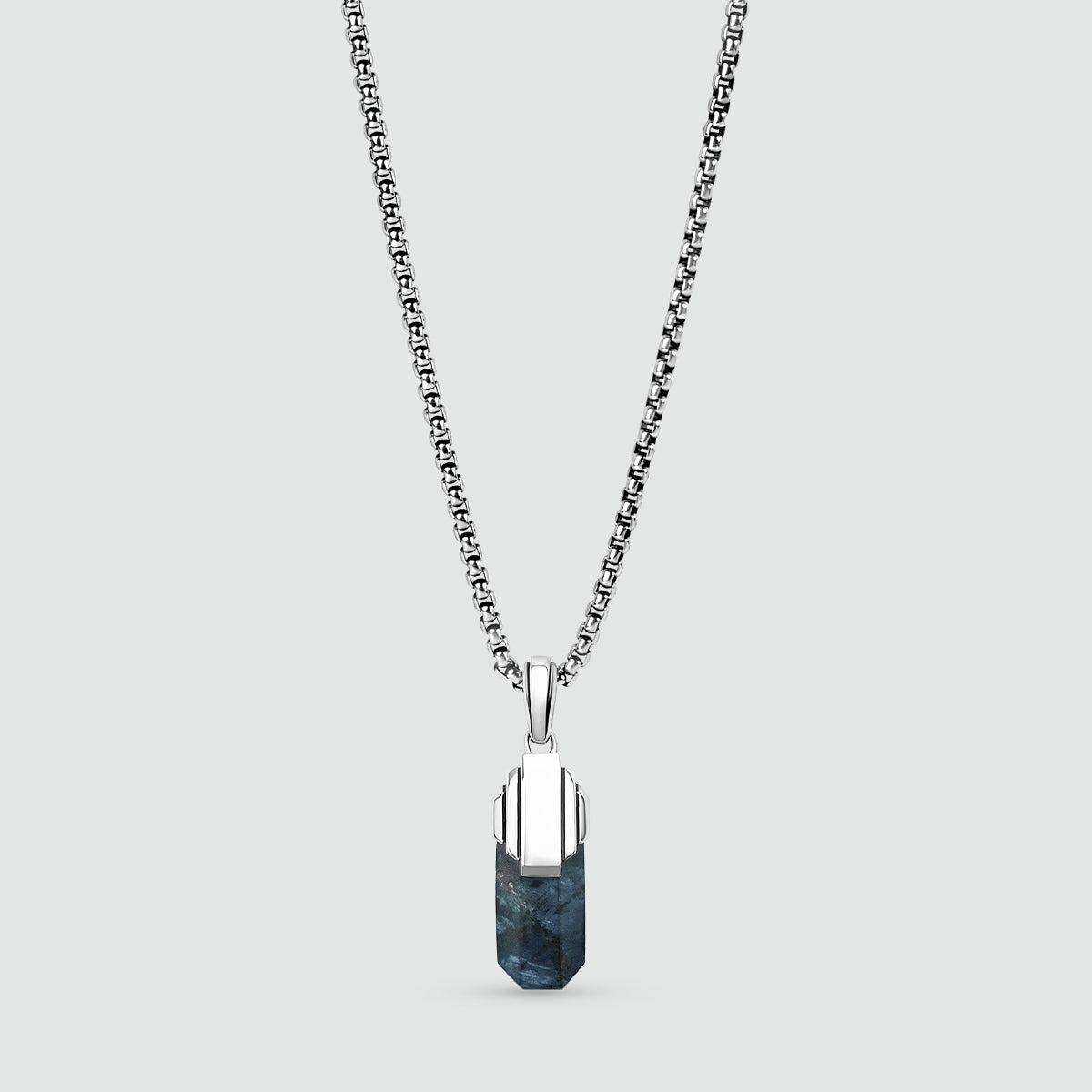 Tahrir - Pendantif Art Déco en argent bleu Pietersite