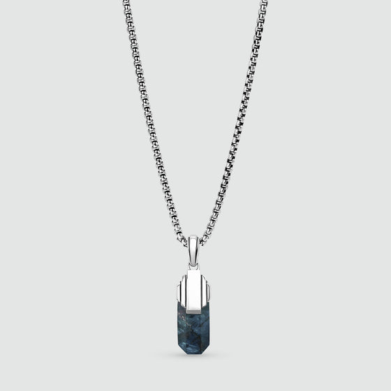 Tahrir - Art Deco Silver Blue Pietersite Pendant - NineTwoFive