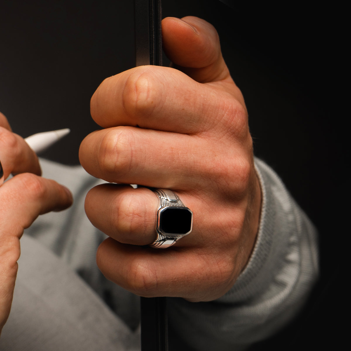 Black onyx silver rings for men presented as a timeless gift