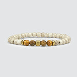 Albij - Bracelet de perles beige-or 6mm