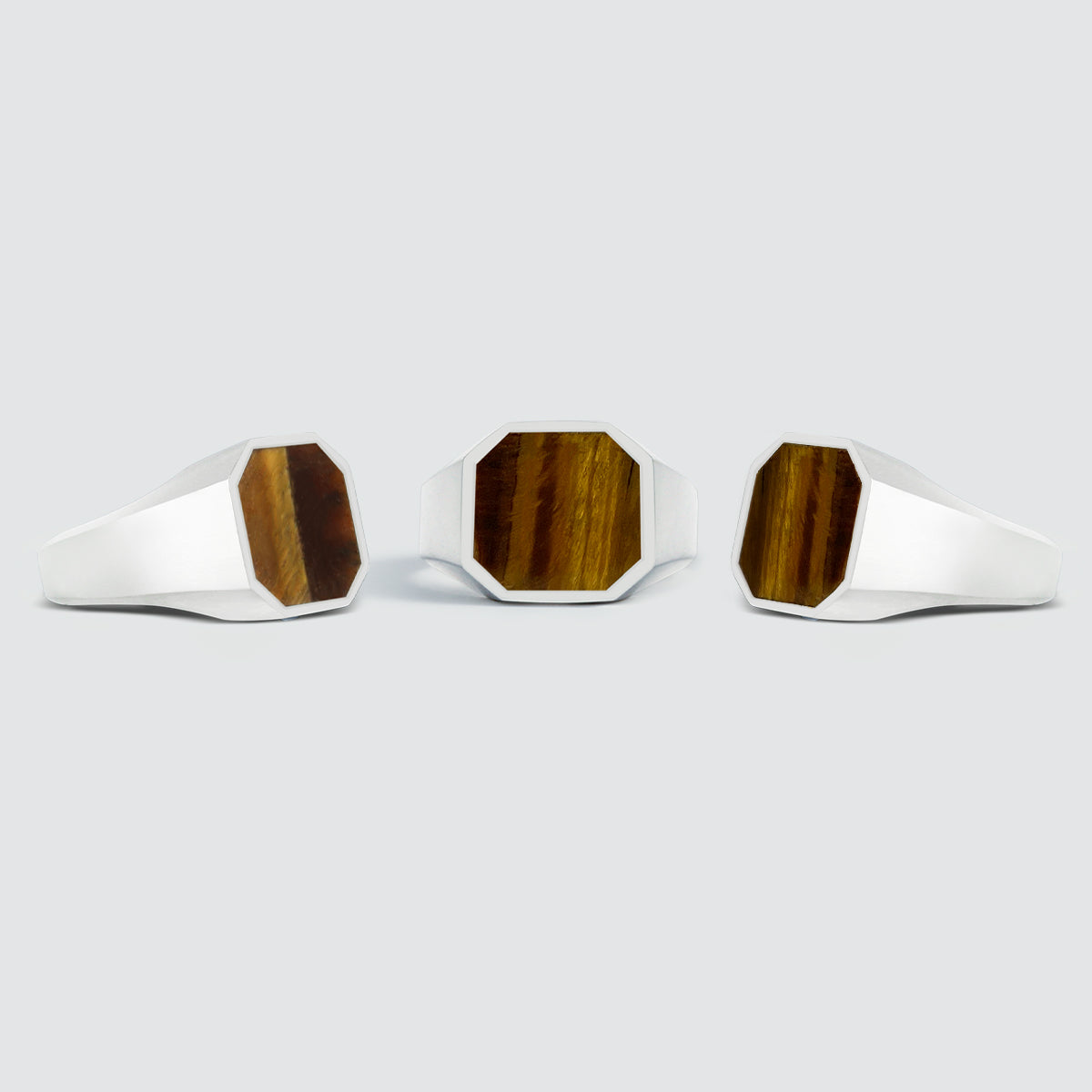 Stijlvolle Alem - Tijgeroogsteen Zegelring 13mm in sterling zilver voor heren.