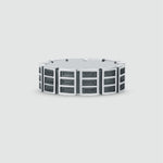 Ayman - Bague en argent sterling oxydé de 7 mm avec des carrés noirs.
