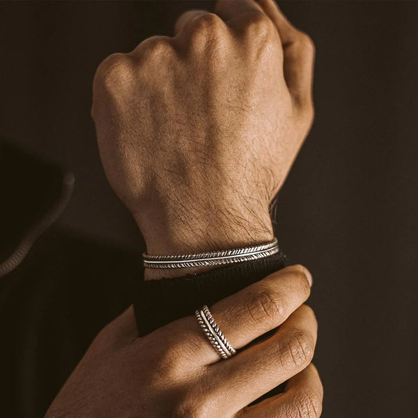 Thin Sterling Silver Feather Bangle
