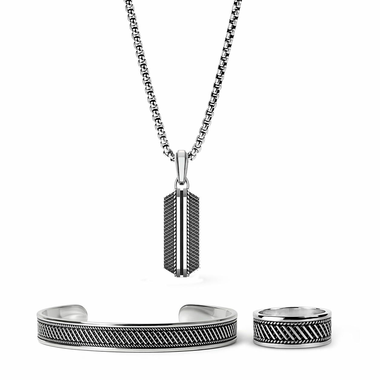 Men's Silver Jewellery Set