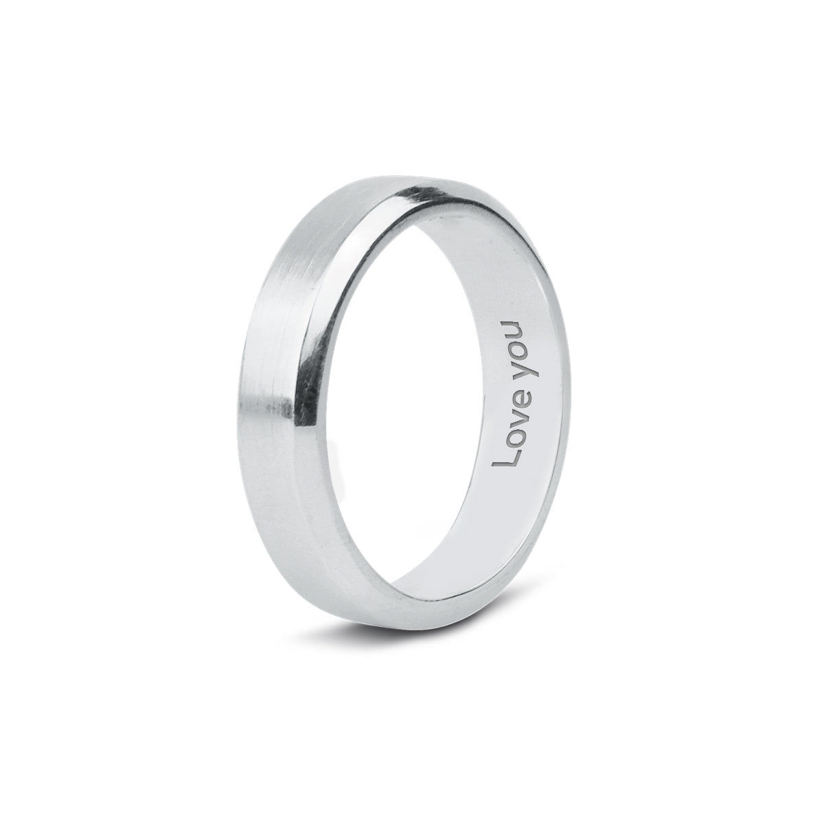Front view of a mens signet ring showing the engravable area for personalised text.