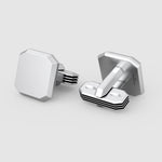 Showing the 925 silver men’s cufflinks with a rotating clasp and side view of Hayel from Ninetwofive.