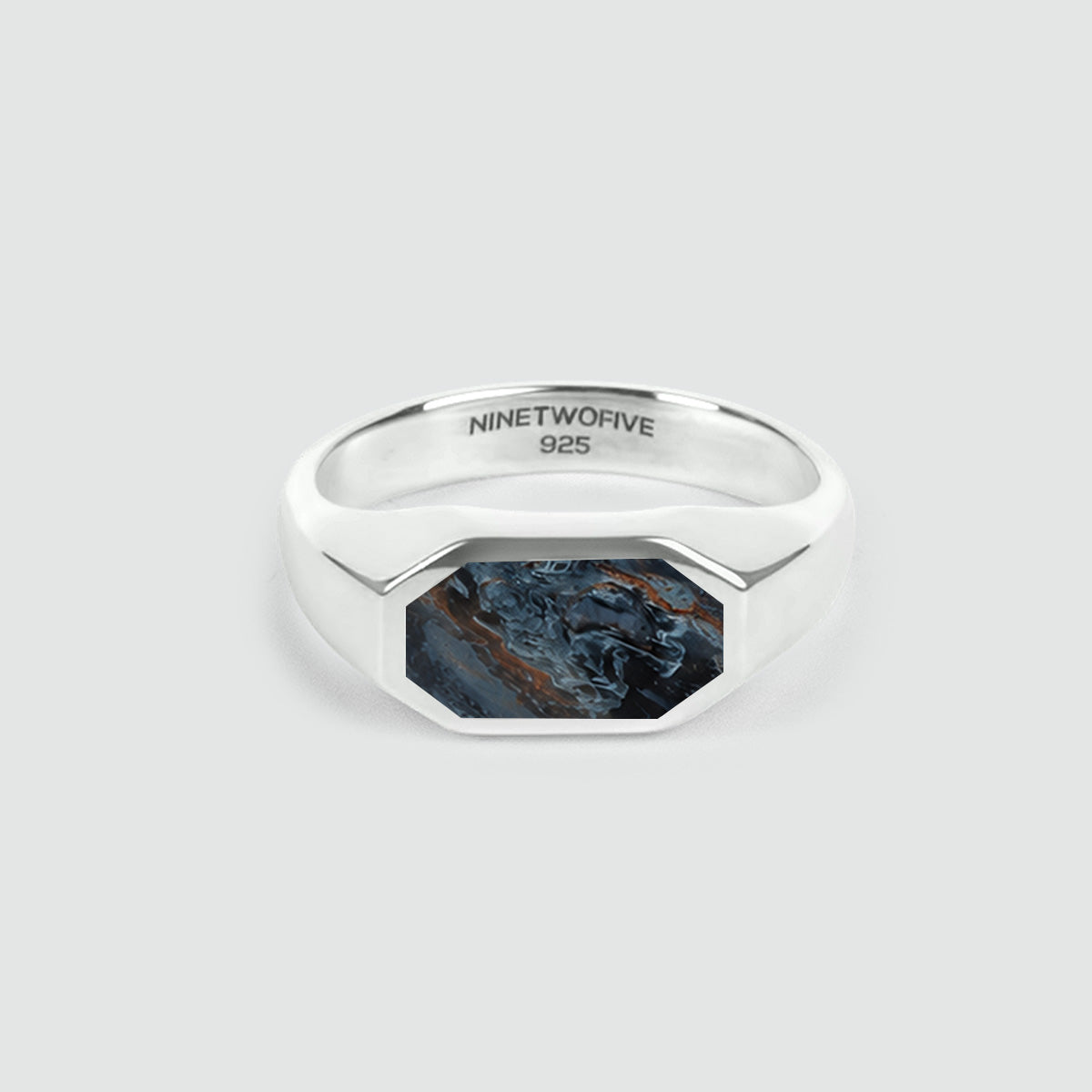 Hadi - Elegant Blue Pietersite Signet Ring 7mm - NineTwoFive