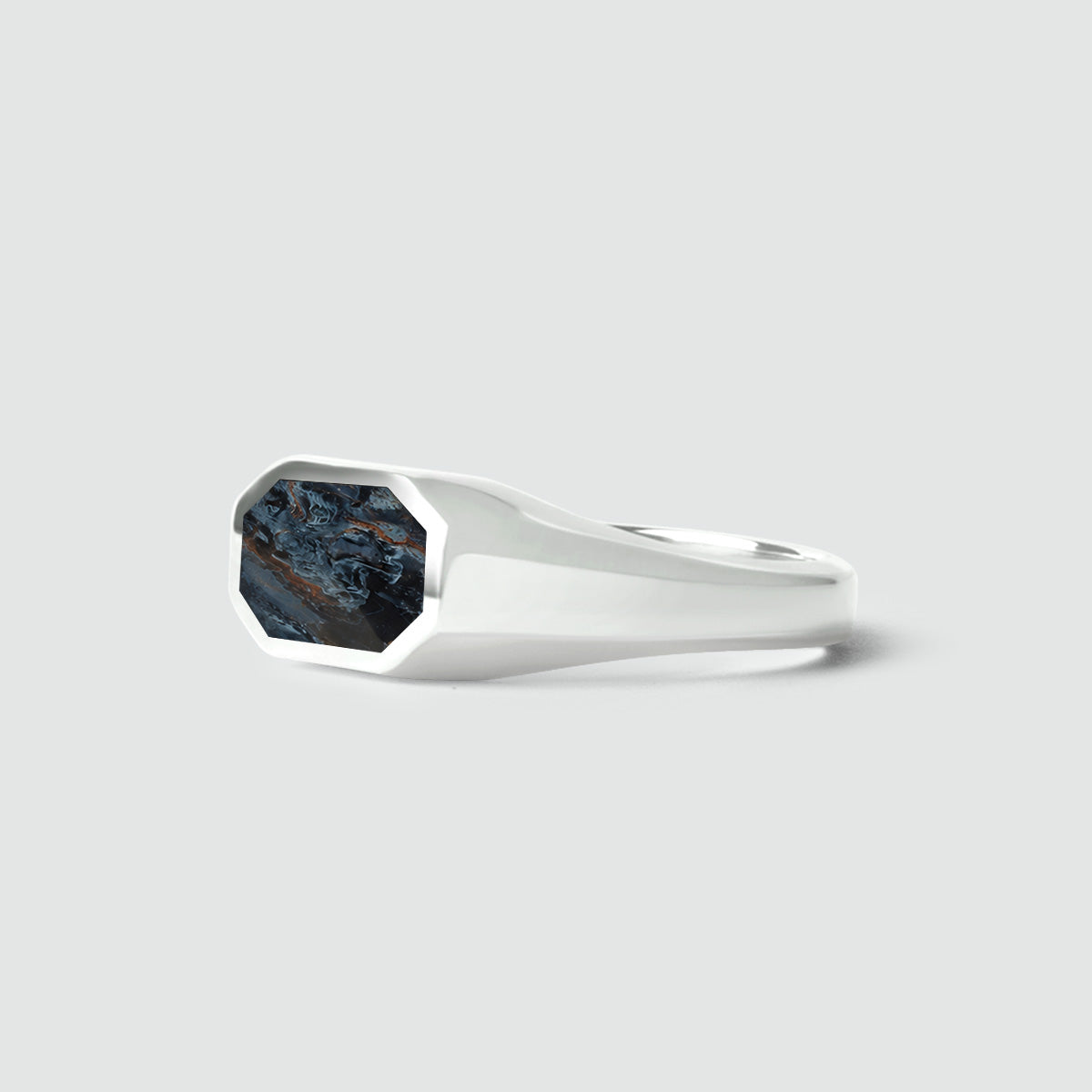 Hadi - Elegant Blue Pietersite Signet Ring 7mm