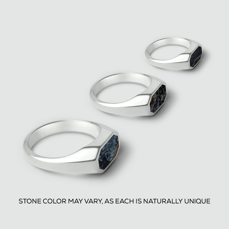 Hadi - Elegant Blue Pietersite Signet Ring 7mm - NineTwoFive