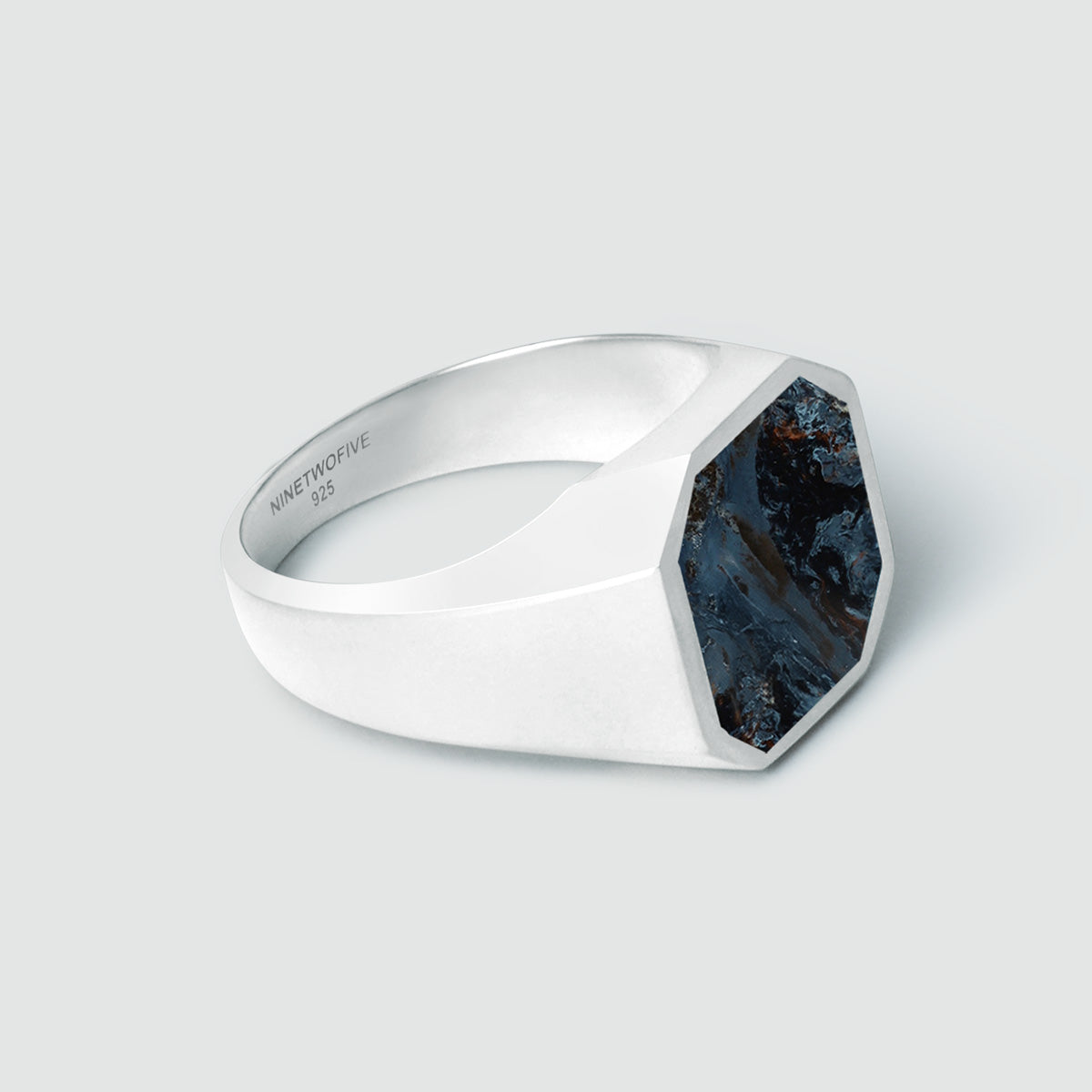 Halim - Blue Pietersite Signet Ring 13mm - NineTwoFive