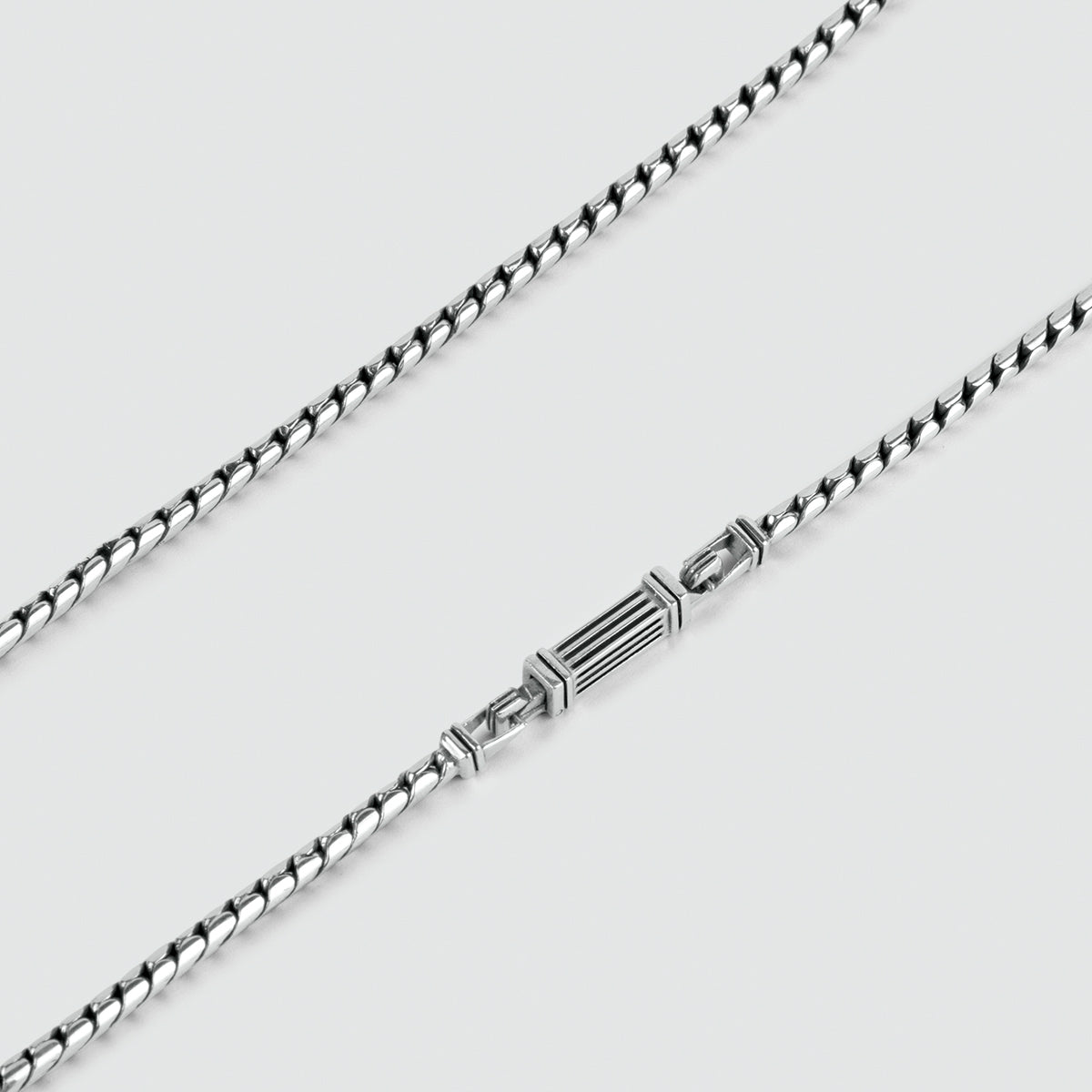 A handmade Emir - Sterling Silver Minimalist Necklace 2.5mm chain with a silver clasp.