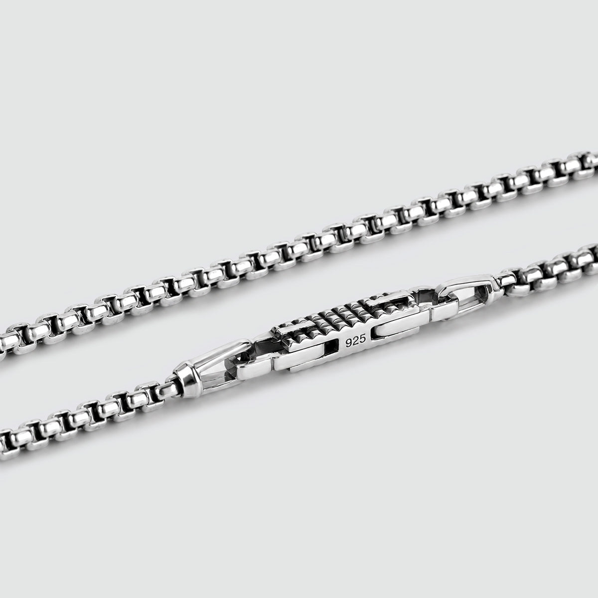 Kamal - Argent sterling, motif vénitien « Box  »Collier , 3 mm