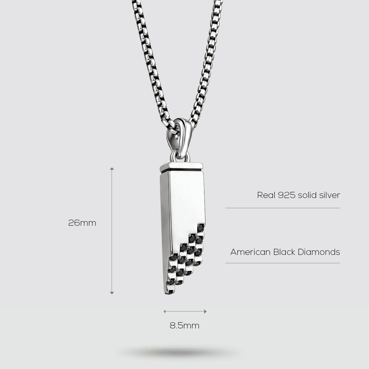 Muqarnas – Black Diamonds Silver Pendant - NineTwoFive