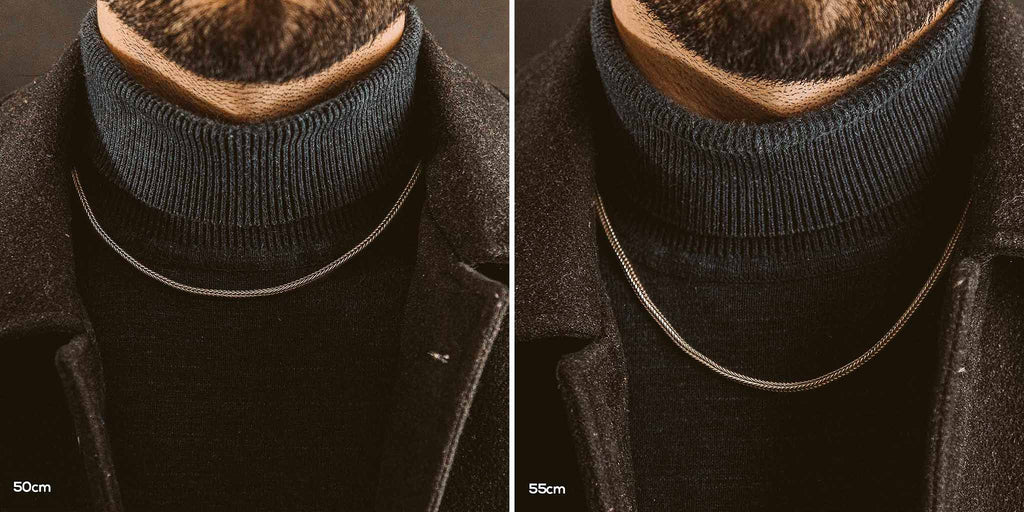 Deux photos d'un homme barbu portant un collier.