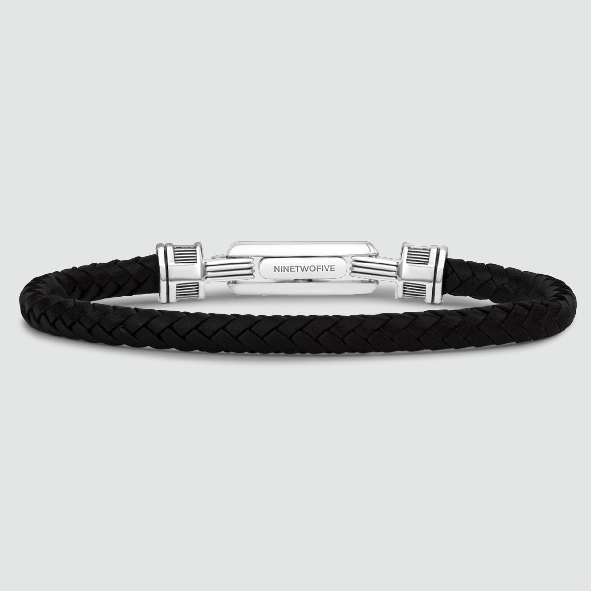 ●tow tow archive● Feverfew Leather Bracelet Black TBH52ABA Braided Black Leather Bracelet for Men - Rasil | NineTwoFive