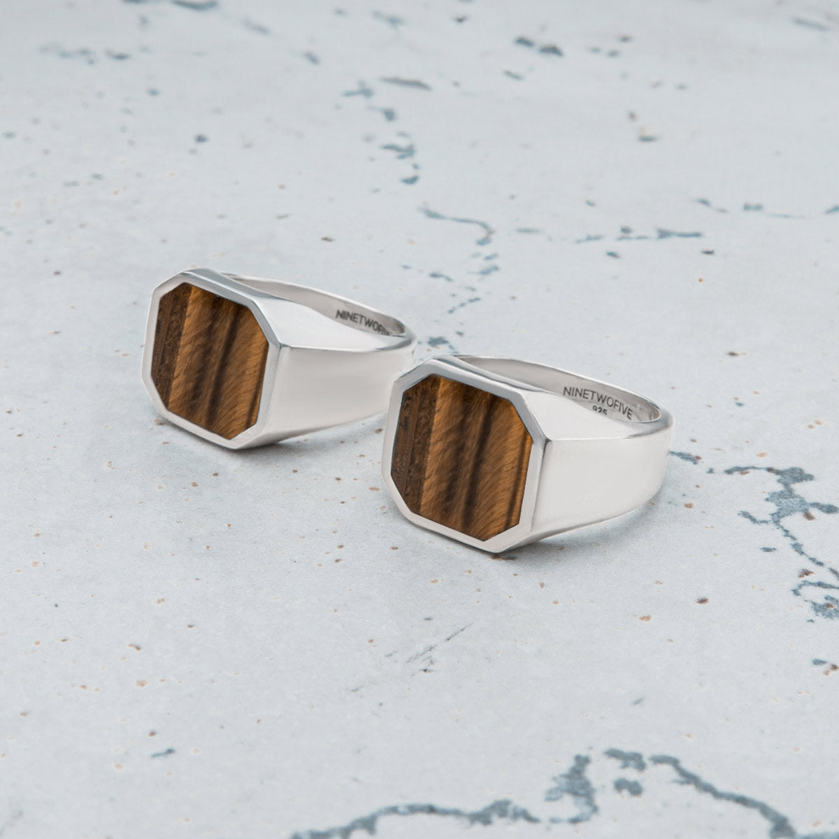 HarlemBling Solid 925 Sterling Silver Tiger's Eye Signet Ring - Men's Pinky Ring Sizes 7-13