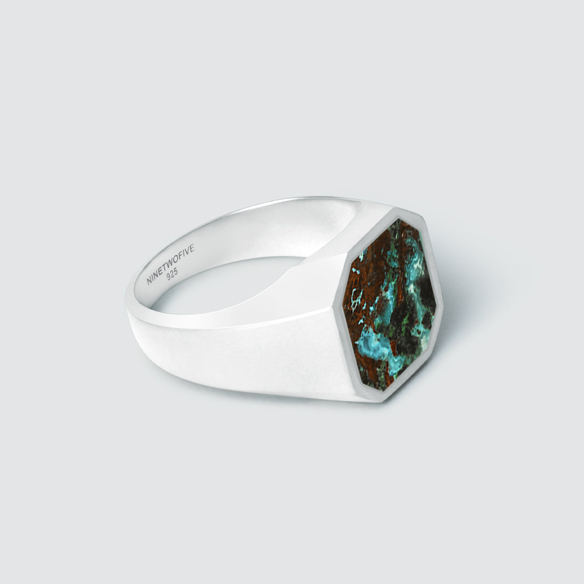 Zaire -  Sterling Silver Azurite Signet Ring 13mm