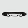 Rasil - Gevlochten zwarte leren armband met sterlingzilver 5,5 mm