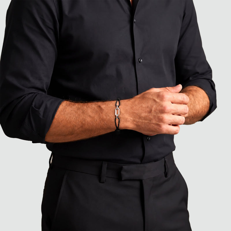 Aarif – Bracelet à maillons en corde noire
