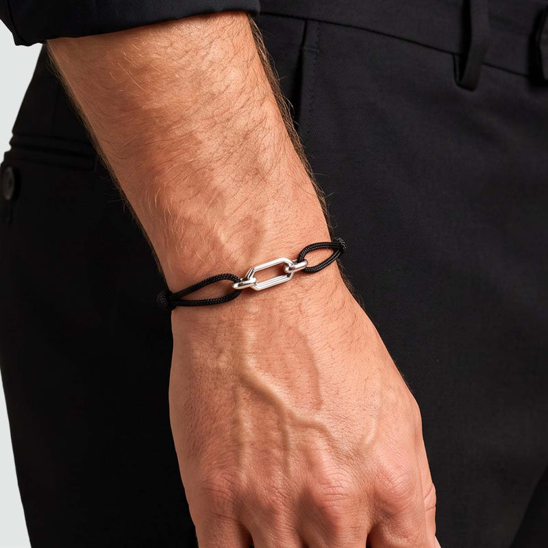 Aarif – Bracelet à maillons en corde noire