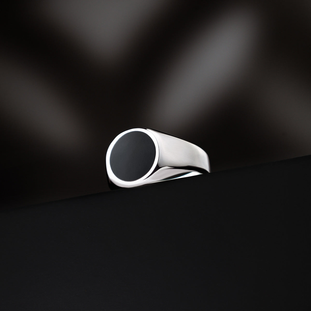 Adil black onyx sterling silver men’s signet ring from Ninetwofive.