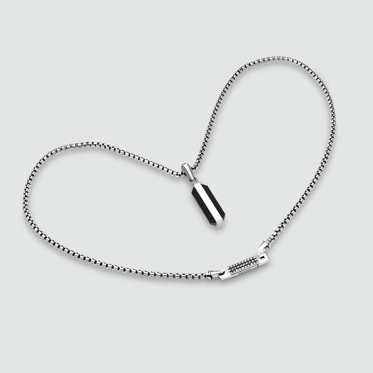 Top view of Samir sterling silver black onyx pendant for men from Ninetwofive