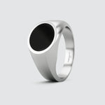 Top view of Adil sterling silver black onyx men’s signet ring from Ninetwofive