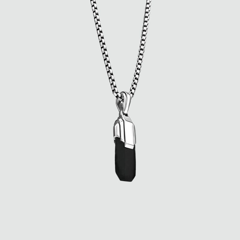 Tahsin - Art Deco Silver Black Onyx Pendant - NineTwoFive