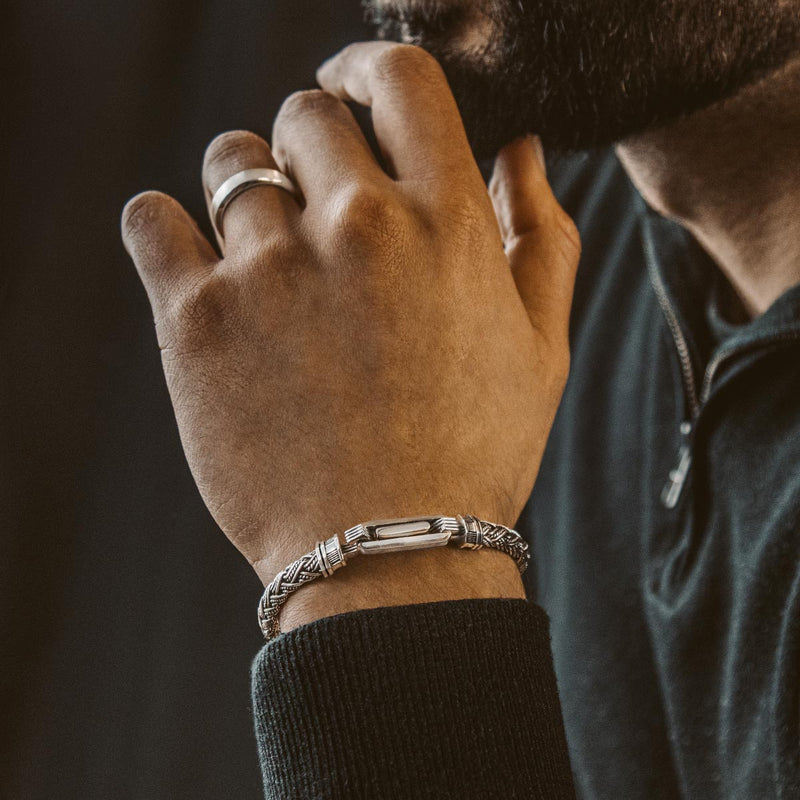 Rasim - Zilveren gevlochten zeshoekige armband 6 mm - NineTwoFive