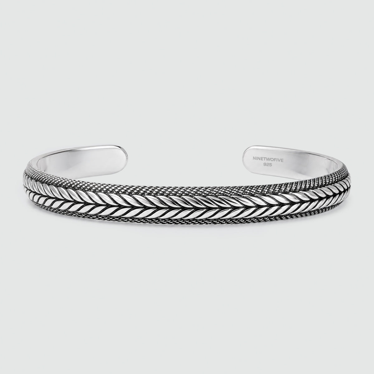 Idris - Braided Silver Bangle Bracelet 8mm - NineTwoFive