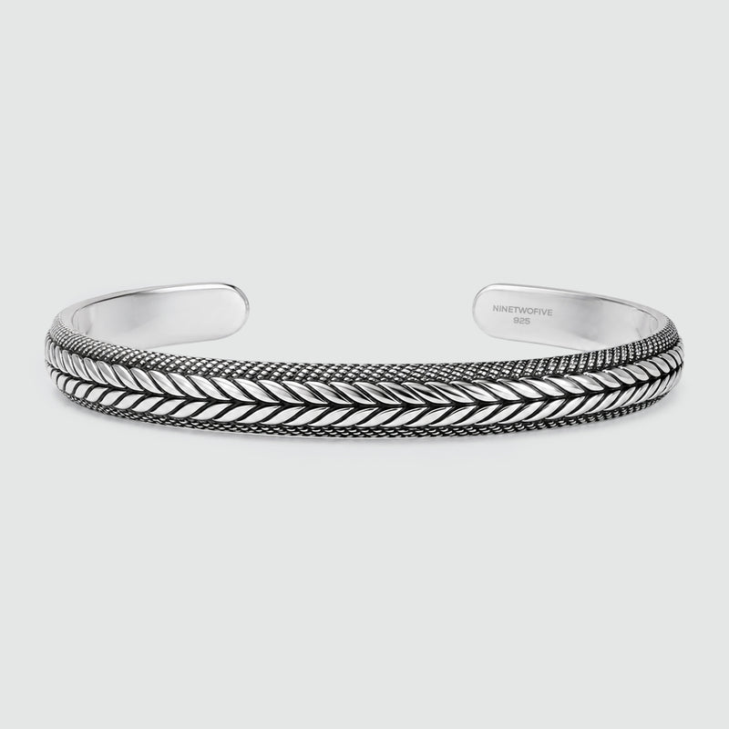 Idris - Gevlochten Zilveren Bangle Armband 8mm