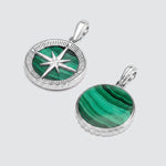 Safar - Sterling Silver Malachite Compass Pendant - NineTwoFive