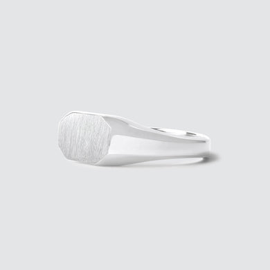 Tariq - Matte Brushed Silver Signet Ring 7mm
