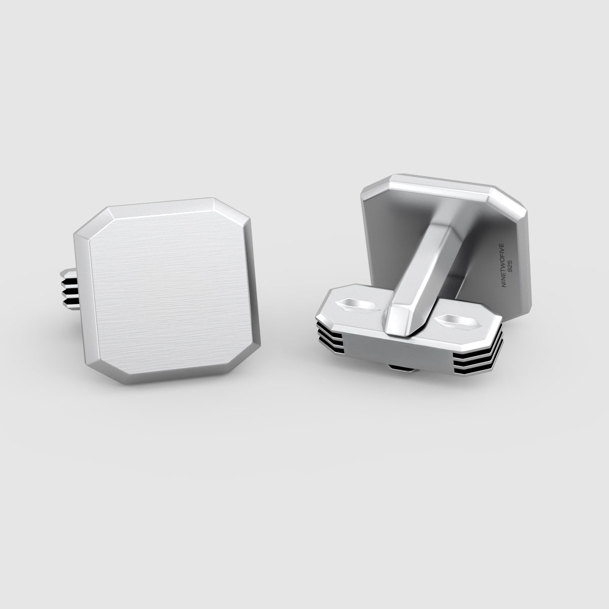 Hayel matt finish men’s silver cufflinks with engraving for personalised jewellery from Ninetwofive. 
