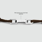 Aazim – Brown Rope Chain Link Bracelet – free engraving on the silver link - NineTwoFive