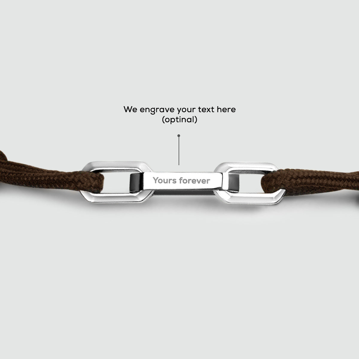 Aazim – Brown Rope Chain Link Bracelet – free engraving on the silver link - NineTwoFive
