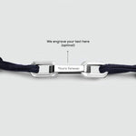 Aaqil – Navy Blue Rope Chain Link Bracelet – free engraving on the silver link - NineTwoFive