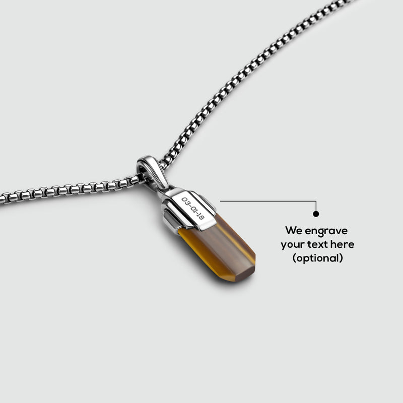 Tahqim - Art Deco Silver Tiger Eye Pendant - NineTwoFive