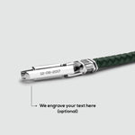 Rayhan - Braided Green Leather Bracelet with Sterling Silver 5.5mm - Engraving Detail - NineTwoFive