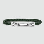 Rayhan - Braided Green Leather Bracelet with Sterling Silver 5.5mm - Front View - NineTwoFive