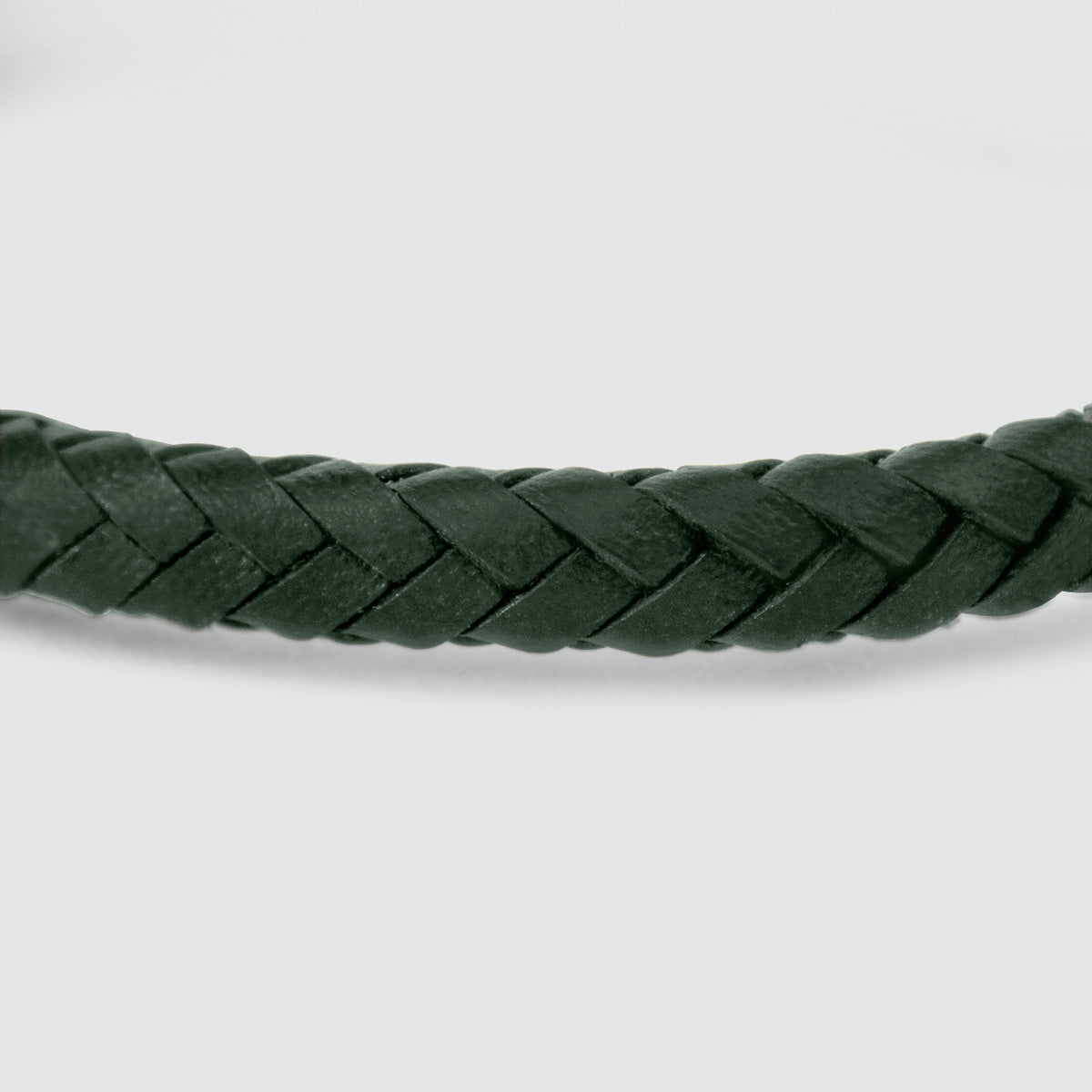 Rayhan - Braided Green Leather Bracelet with Sterling Silver 5.5mm - Leather Detail - NineTwoFive