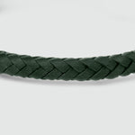 Rayhan - Braided Green Leather Bracelet with Sterling Silver 5.5mm - Leather Detail - NineTwoFive
