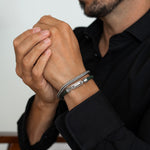 Rayhan - Gevlochten groene leren armband met sterlingzilver 5,5 mm